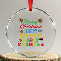 Merry Christmas Hanukkah Kwanzaa Crystal Glass Ornament Funny Holiday Gift TS12