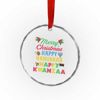 Merry Christmas Hanukkah Kwanzaa Crystal Glass Ornament Funny Holiday Gift TS12