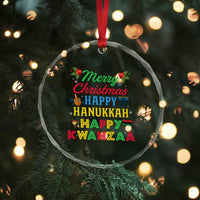 Merry Christmas Hanukkah Kwanzaa Crystal Glass Ornament Funny Holiday Gift TS12