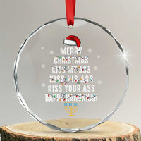 Merry Christmas Kiss My Ass His Ass Your Ass Happy Hanukkah Crystal Glass Ornament TS02