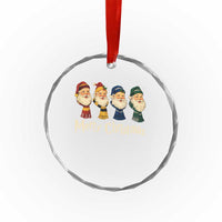Merry Christmas Santa Crystal Glass Ornament Vintage Wizard Holiday Season Cute Family Pajama - Wonder Print Shop