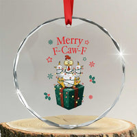 Merry F-Caw-F Chicken Crystal Glass Ornament Funny Christmas Gift - Wonder Print Shop