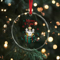 Merry F-Caw-F Chicken Crystal Glass Ornament Funny Christmas Gift - Wonder Print Shop