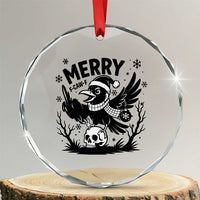 Merry F Caw F Christmas Raven Crystal Glass Ornament Funny Holiday Gift - Wonder Print Shop