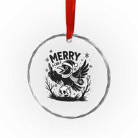 Merry F Caw F Christmas Raven Crystal Glass Ornament Funny Holiday Gift - Wonder Print Shop
