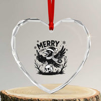Merry F Caw F Christmas Raven Heart Crystal Glass Ornament Funny Holiday Gift - Wonder Print Shop