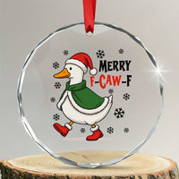 Merry F Caw F Duck Lover Crystal Glass Ornament Funny Christmas Gift - Wonder Print Shop