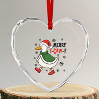 Merry F Caw F Duck Lover Heart Crystal Glass Ornament Funny Christmas Gift - Wonder Print Shop