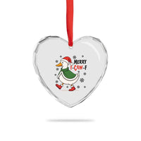 Merry F Caw F Duck Lover Heart Crystal Glass Ornament Funny Christmas Gift - Wonder Print Shop