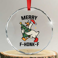 Merry F Caw F Goose Crystal Glass Ornament Funny Christmas Gift TS12
