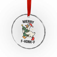 Merry F Caw F Goose Crystal Glass Ornament Funny Christmas Gift TS12