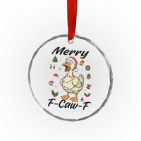 Merry F Caw F Goose Crystal Glass Ornament Funny Rebellious Christmas Gift - Wonder Print Shop