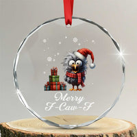 Merry F Caw F Raven Lover Crystal Glass Ornament Funny Christmas Gift - Wonder Print Shop