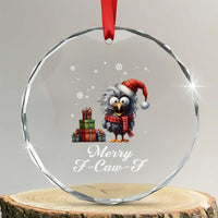 Merry F Caw F Raven Lover Crystal Glass Ornament Funny Christmas Gift TS12