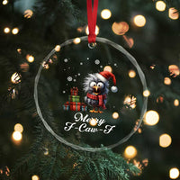 Merry F Caw F Raven Lover Crystal Glass Ornament Funny Christmas Gift - Wonder Print Shop