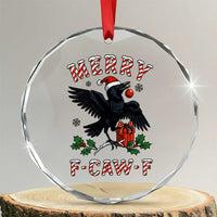 Merry F Caw F Raven Lover Crystal Glass Ornament Funny Holidays Gift - Wonder Print Shop
