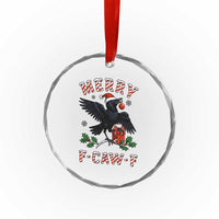 Merry F Caw F Raven Lover Crystal Glass Ornament Funny Holidays Gift TS12