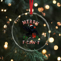 Merry F Caw F Raven Lover Crystal Glass Ornament Funny Holidays Gift TS12