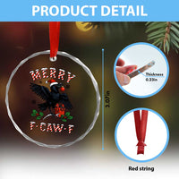 Merry F Caw F Raven Lover Crystal Glass Ornament Funny Holidays Gift - Wonder Print Shop