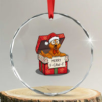 Merry F Caw F Santa Chicken Crystal Glass Ornament Funny Christmas Gift - Wonder Print Shop