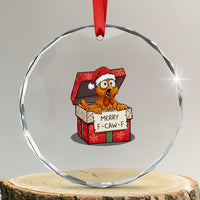 Merry F Caw F Santa Chicken Crystal Glass Ornament Funny Christmas Gift TS12
