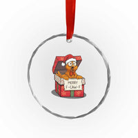 Merry F Caw F Santa Chicken Crystal Glass Ornament Funny Christmas Gift - Wonder Print Shop