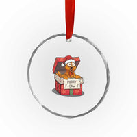 Merry F Caw F Santa Chicken Crystal Glass Ornament Funny Christmas Gift TS12