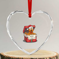 Merry F Caw F Santa Chicken Heart Crystal Glass Ornament Funny Christmas Gift - Wonder Print Shop