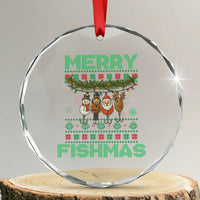 Merry Fishmas Ugly Sweater Crystal Glass Ornament Funny Fishing Holiday Gift TS12