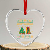 Merry Glizzmas Heart Crystal Glass Ornament Funny Hotdog Xmas Tree Hot Ugly Christmas - Wonder Print Shop