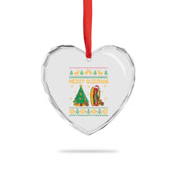 Merry Glizzmas Heart Crystal Glass Ornament Funny Hotdog Xmas Tree Hot Ugly Christmas - Wonder Print Shop