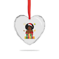 Merry Kwanzaa African American Girl Santa Hat Heart Crystal Glass Ornament Christmas Gift - Wonder Print Shop
