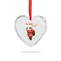 Merry Kwanzaa African American Xmas Santa Heart Crystal Glass Ornament - Wonder Print Shop