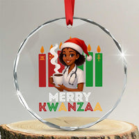 Merry Kwanzaa Crystal Glass Ornament Nurse African American Holiday Celebration Gift - Wonder Print Shop