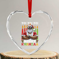 Merry Kwanzaa Heart Crystal Glass Ornament African American Santa Black Christmas - Wonder Print Shop