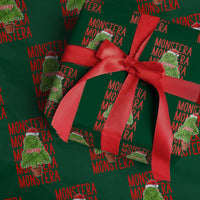Merry Monstera Wrapping Paper Roll Plant Lover Xmas Gift - Wonder Print Shop