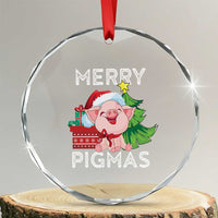 Merry Pigmas Cute Pig Santa Xmas Farmer Crystal Glass Ornament TS09
