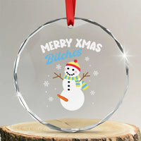 Merry Xmas Bitches Crystal Glass Ornament Naughty Dirty Carrot Snowman TS09