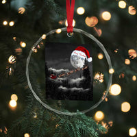 Merry Xmas Crystal Glass Ornament Santa To The Moon TS10