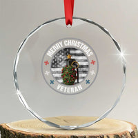 Merry Xmas Veteran Crystal Glass Ornament Grenade Christmas Tree America Flag Patriotic TS09