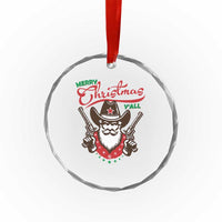 Merry Xmas Y'All Texas Cowboy Santa Crystal Glass Ornament TS09