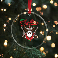 Merry Xmas Y'All Texas Cowboy Santa Crystal Glass Ornament TS09