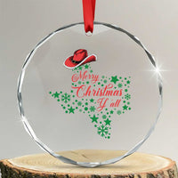 Merry Xmas Y'All Texas Crystal Glass Ornament TS09