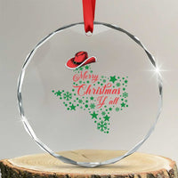 Merry Xmas Y'All Texas Crystal Glass Ornament TS09