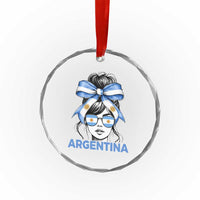 Messy Bun Argentina Pride Argentinian Girl Crystal Glass Ornament