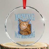 Mewing Not Meowing Crystal Glass Ornament Funny Cat Meme - Wonder Print Shop