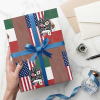 Mexican American Pride Wrapping Paper Roll Bicultural Heritage Girl Vintage Flag