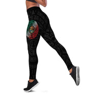 Mexican Aztec Sun Leggings Flag Color Unique Style - Wonder Print Shop