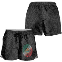 Mexican Aztec Sun Shorts for Women Flag Color Unique Style - Wonder Print Shop