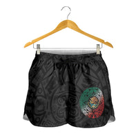 Mexican Aztec Sun Shorts for Women Flag Color Unique Style - Wonder Print Shop